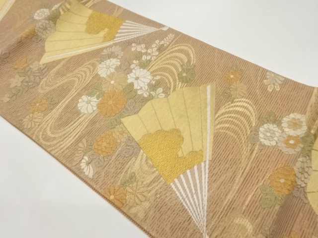 JAPANESE FUKURO OBI / FOR SUMMER / KARA-ORI / WOVEN AUTUMN FLOWERS